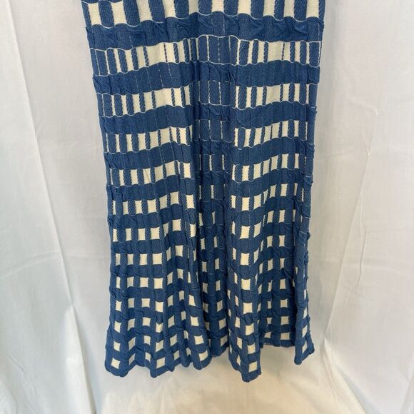 Anthropologie Troubadour Gingham Garden Dress Small‎ Blue White Soft Knit A-Line - Picture 13 of 13